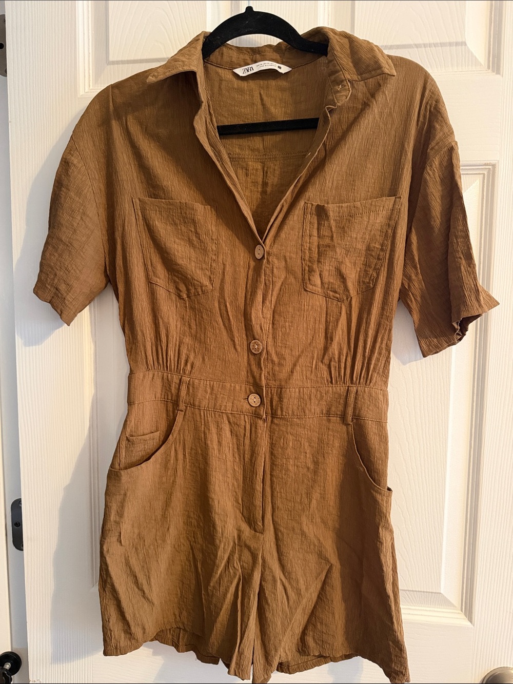 Zara Short-Sleeve Button Romper